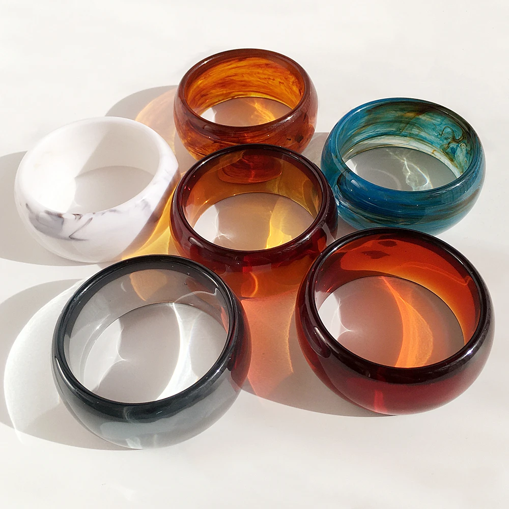 UJBOX Wide Chunky Acrylic Bracelets for Women Colorful Plastic Wrist Jewelry Accessories aperçu 4