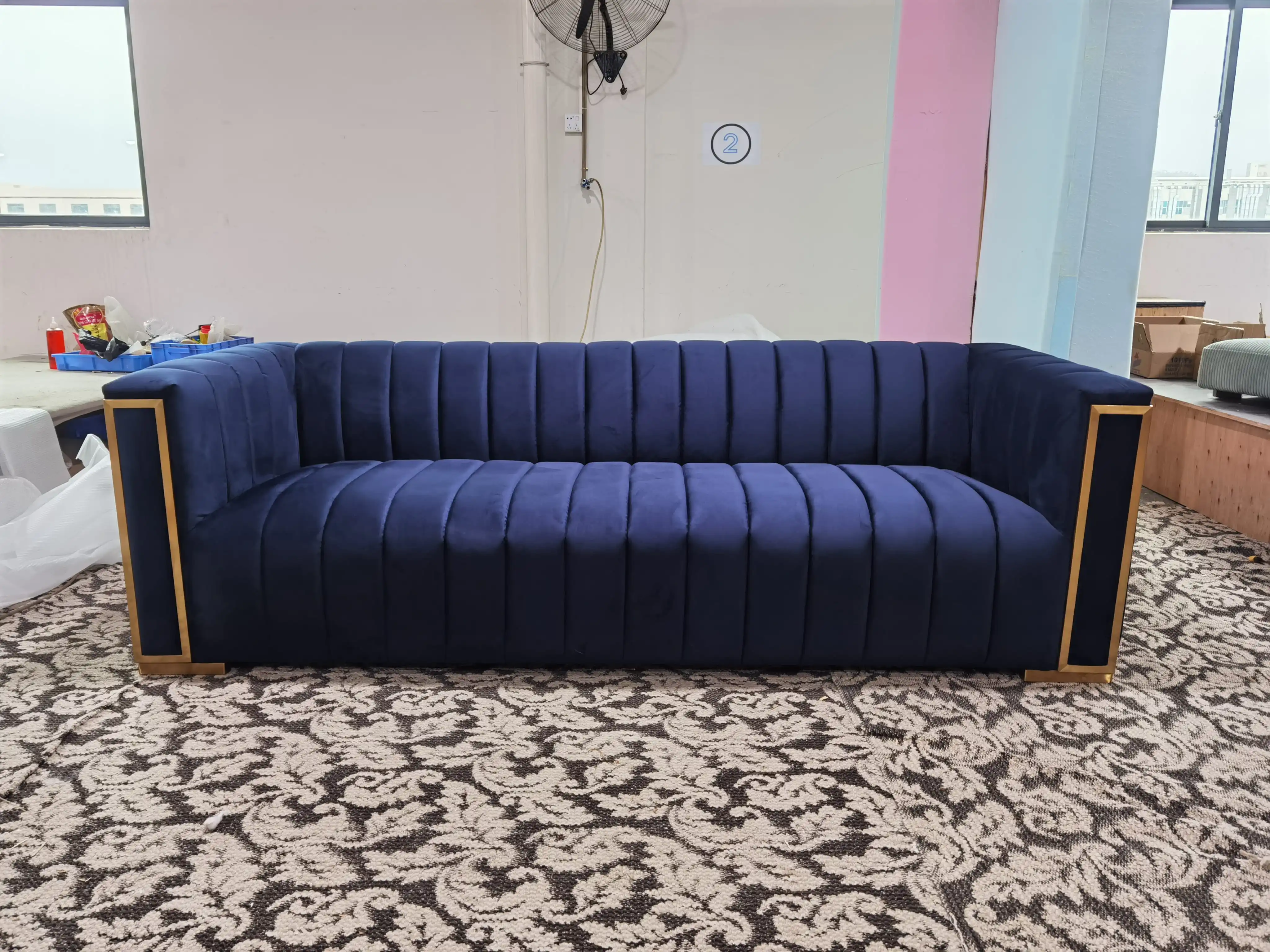 Luxury Fabric Velvet Cough Sectional Living Room Sofa Set Furniture