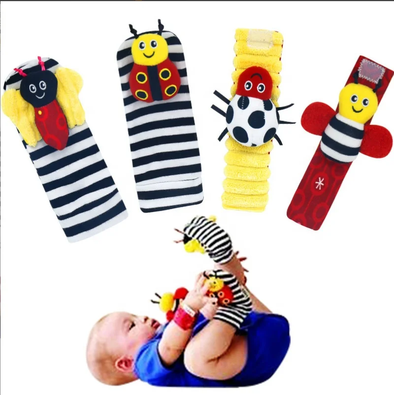 Socks Wrist Rattles for Babies Foot Finder Cute Animal Soft Baby Socks Toys Infant Wrist Bracelet 