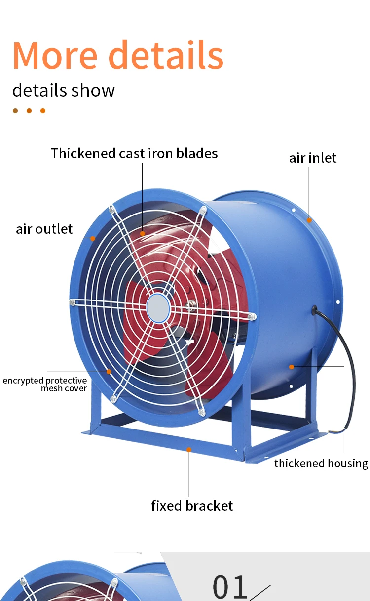 Fire Smoke Exhaust Fan Axial Flow Industrial Low Noise And High Temperature Resistant Axial Flow