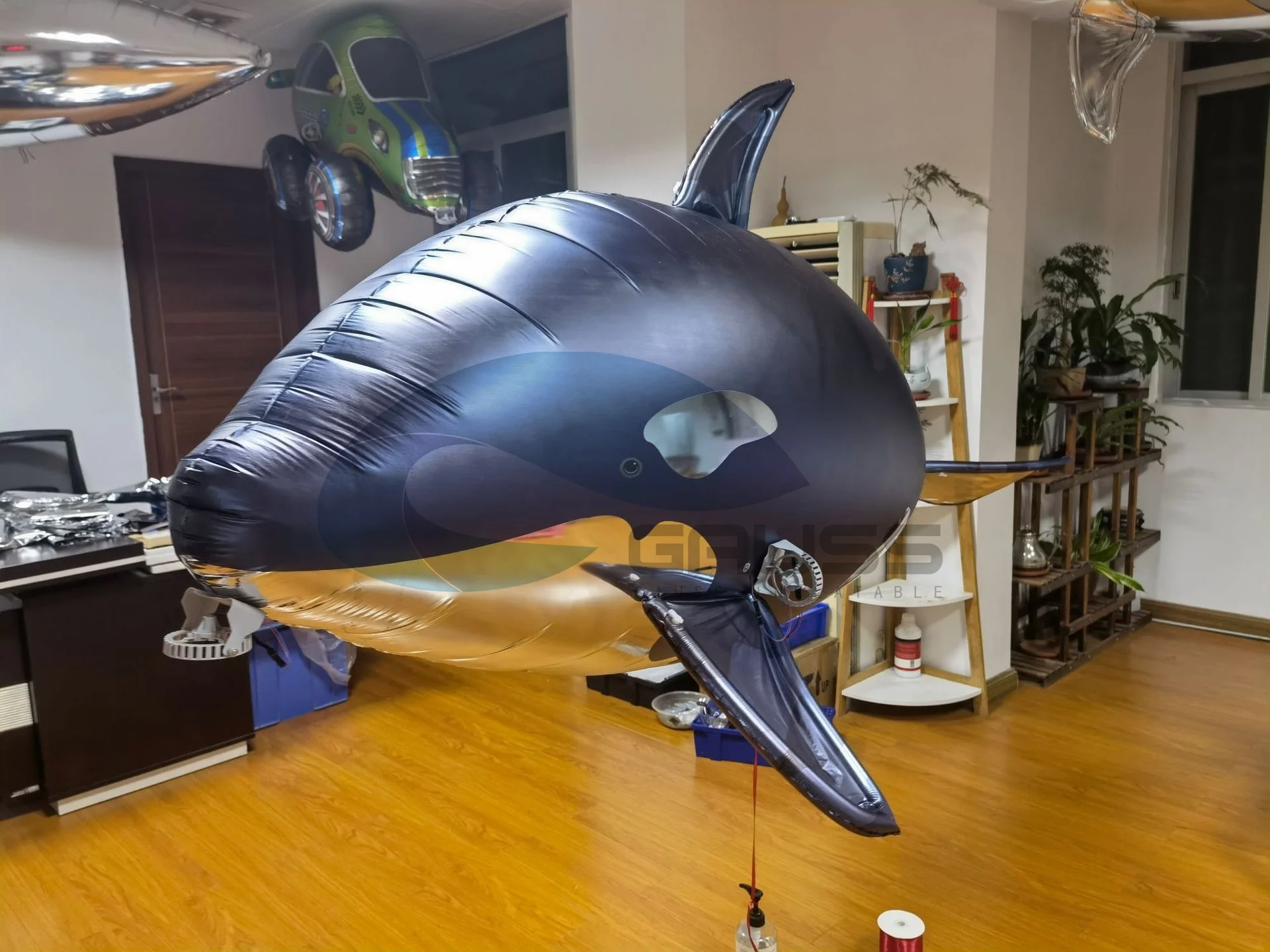 Remote Control Killer Whale Inflatable Flying Whale Balloon For Mall