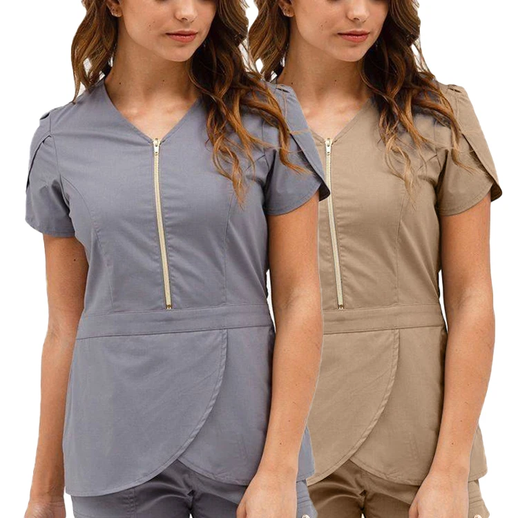 Tulip Sleeve Zip Scrub Set