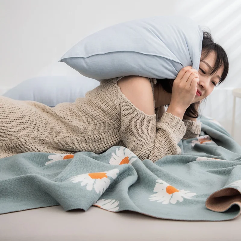 BDL 100% Cotton Knitted Throw Blanket Warm Comfortable