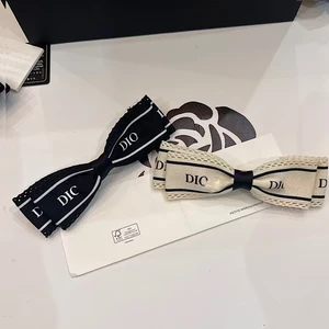 Designer Brand New Luxury Ribbon Letter-print Versatile Flowers Holiday Hair Clip Back Head Broken Spring Clip Hair Accessory