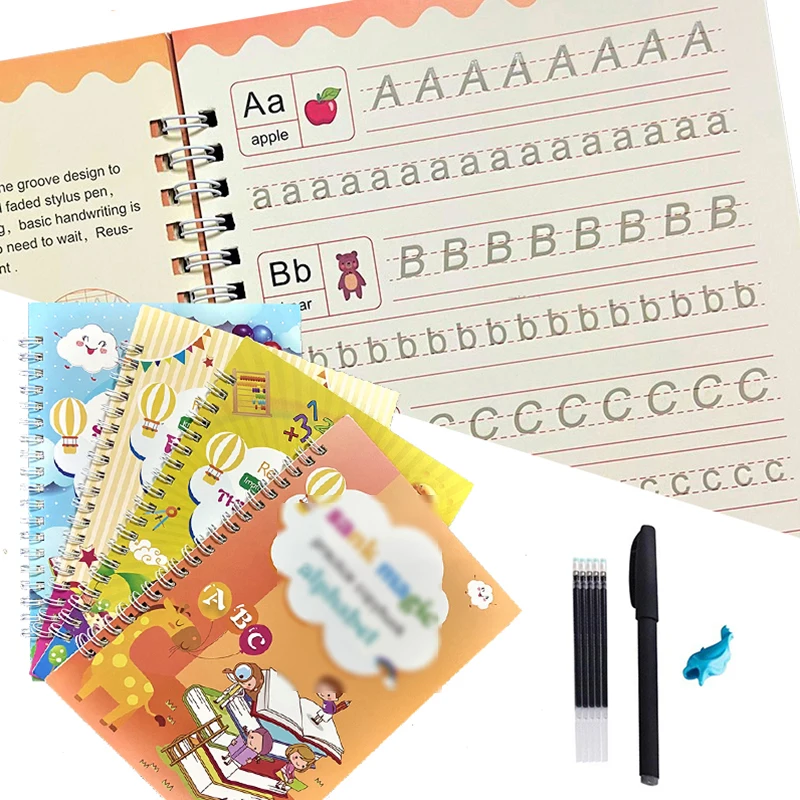 Reusable Handwriting Calligraphy Book 4pcs Set Magic Practice Copybook for Kids Child Book Printing