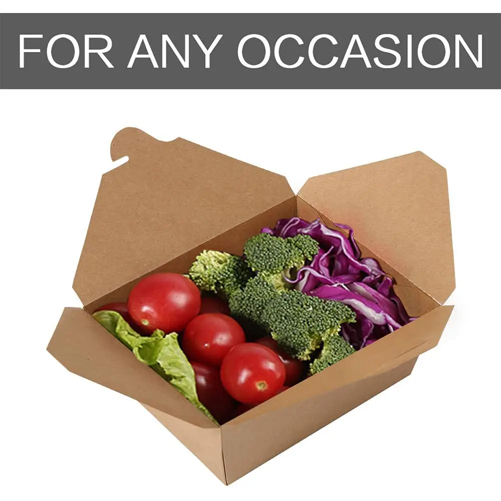 Fuling Heavy Duty Microwavable Kraft Brown Paper To Go Box Take Out