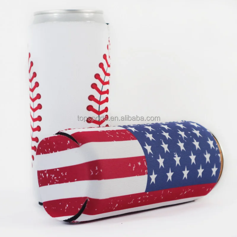 330ml Flag Printing Neoprene Slim Can Cooler Sleeve for Pepsi Red Bull Budweiser