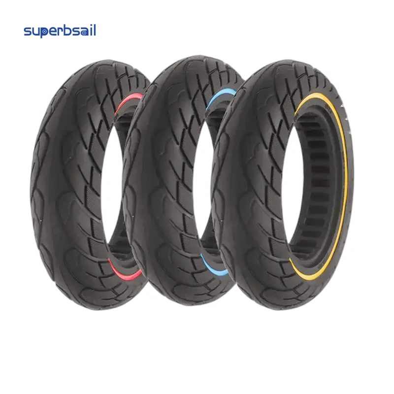 EU stock 10*2.5 Inch Solid Tire With Color Ring Red Yellow Blue For Ninebot Max G30/G30D Scooter Accessories details