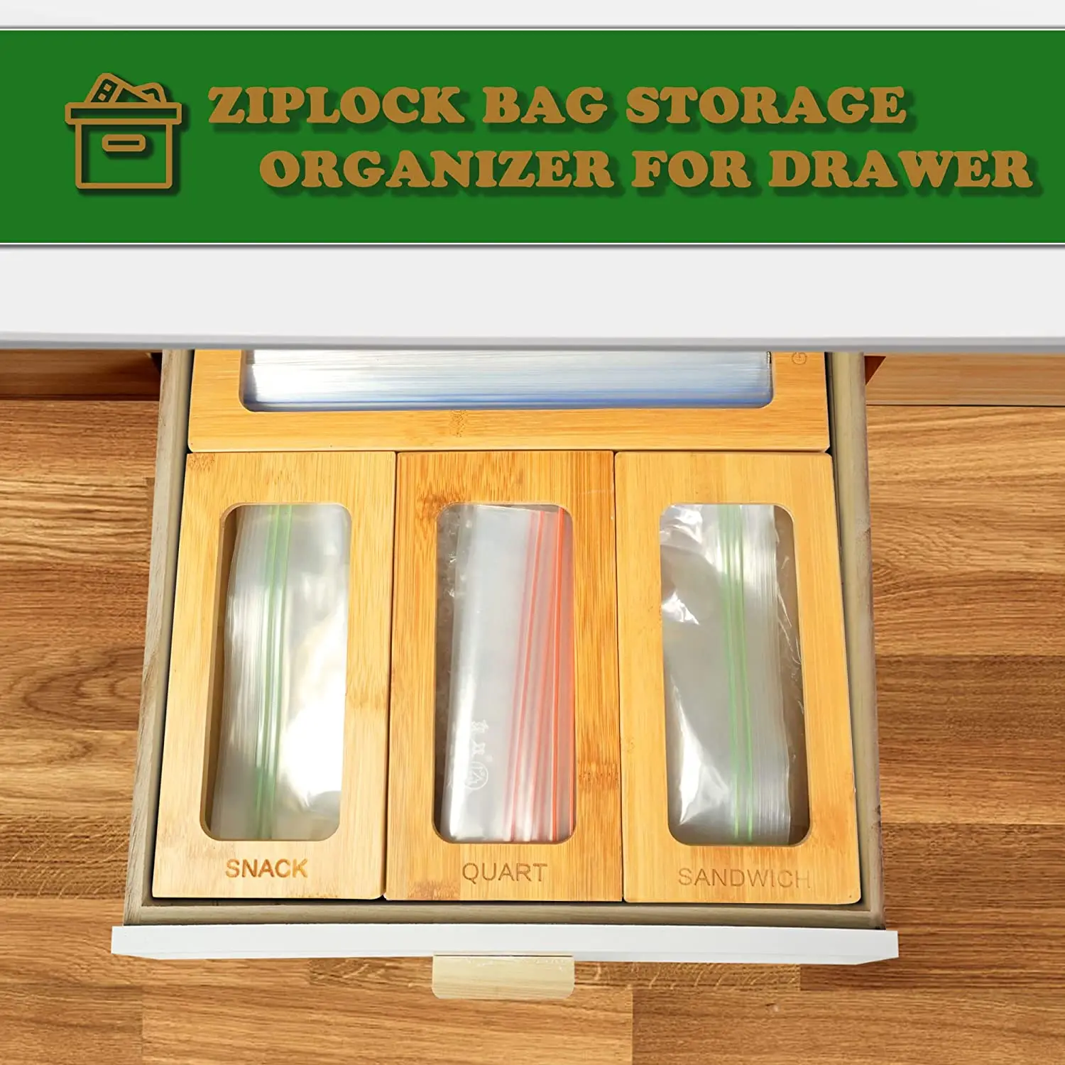 Hot Selling Bamboo Ziplock Bag Storage Organizer Food Sandwich Gallon