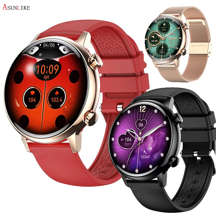 2023 New Fashion Ladies Smartwatch HK39 AMOLED Screen 39mm Diameter NFC BT  Calling Smartwatch for Women