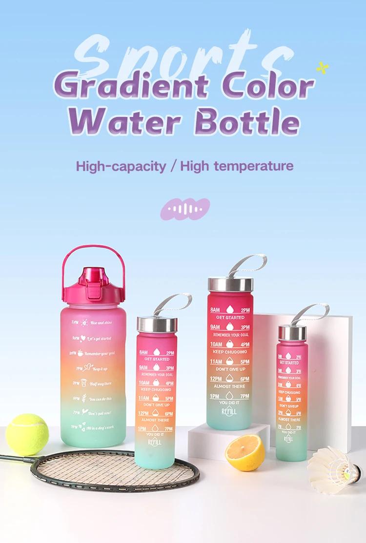 4 In 1 Plastic Drink Gym Gradient Motivational Time Marker Water ...