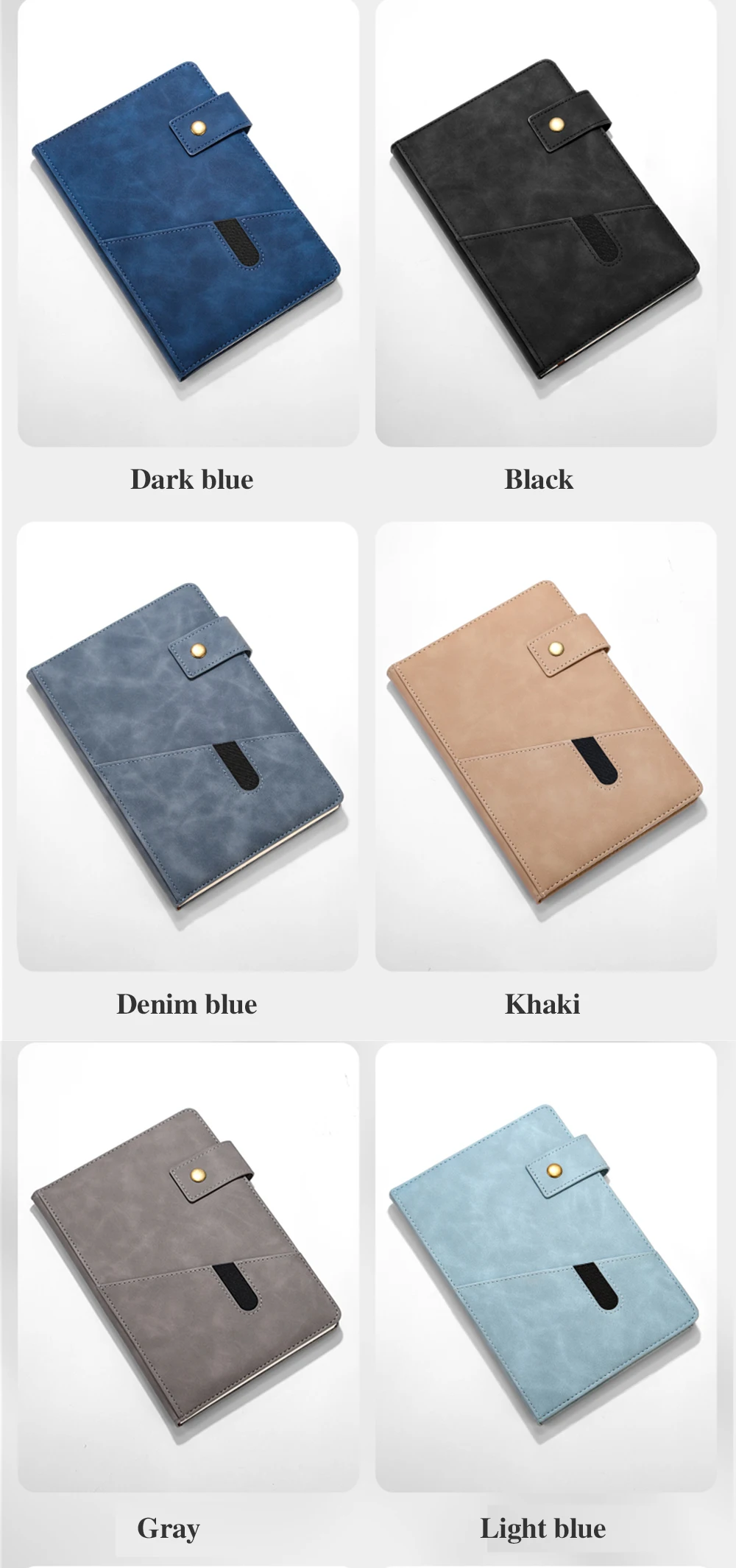 Premium 100 Sheet Notebook Planner Classic Commercial Design PU Leather Pocket Sewn Hot Press Bound Diary Custom Journal Gift