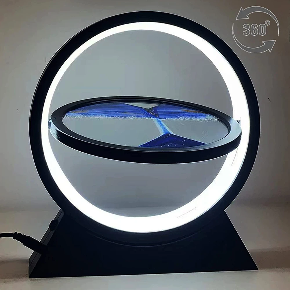 Hot New Colorful 360 Rotation Hourglass Quick Sand Bedside Table Light