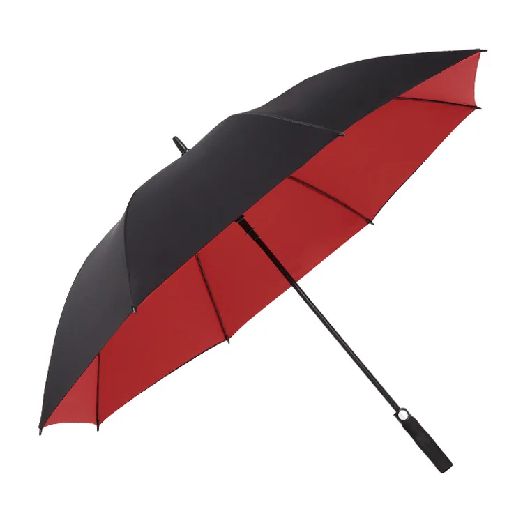 Double Canopy Strong Weatherproof Auto Open Rain and Sun Big Umbrella Golf Umbrella Straight EVA Handle with Push Button Support