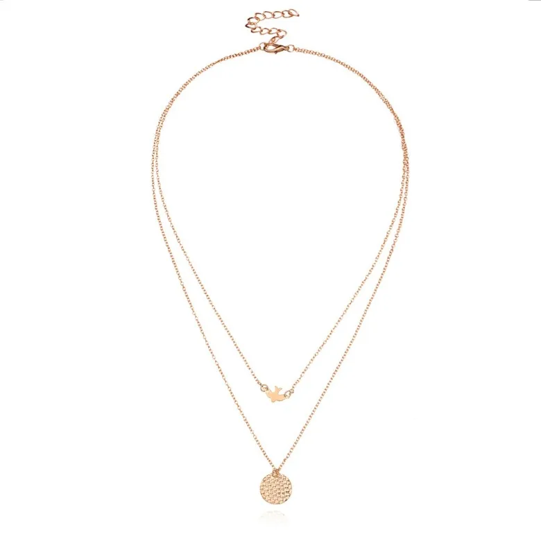 Fashionally Popular Street Style Peace Dove Multi-layered 18k Gold Plated Charm Women's Cheap Pendant Necklace