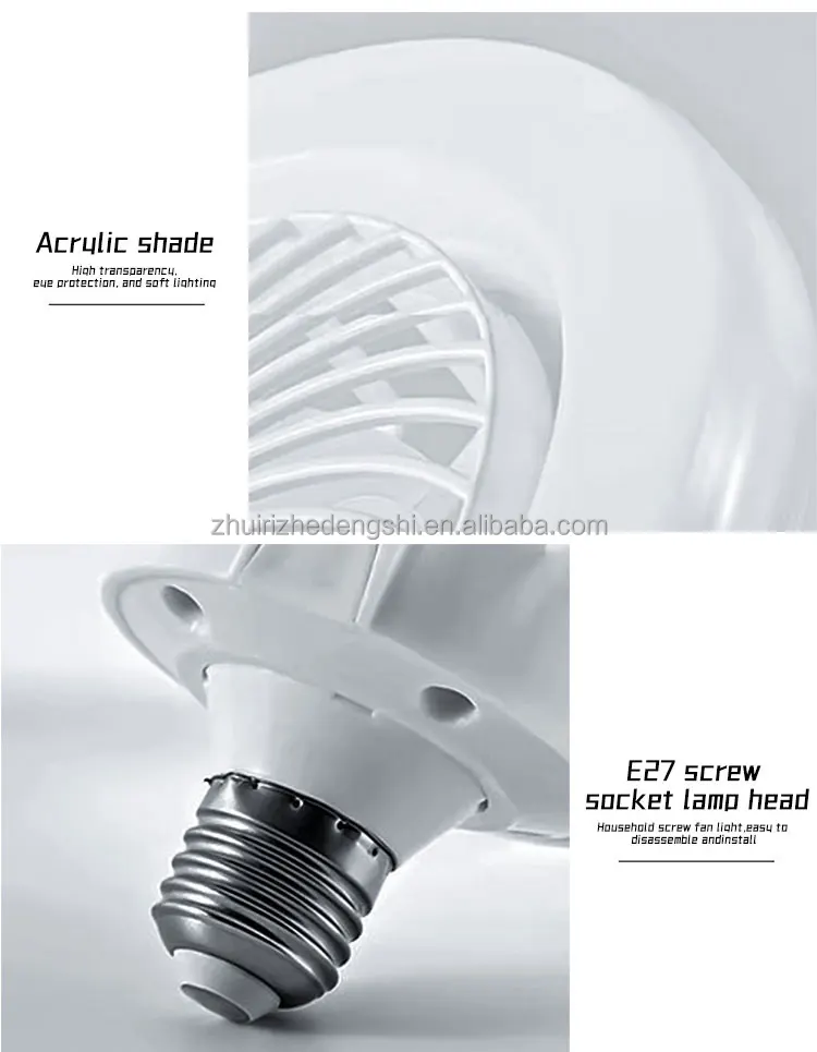 Hot Sale LED Lamp Fan E27 Three Color and 3600/6000K Screw Lamp Constant Ceiling Fan for Bedroom Living Room