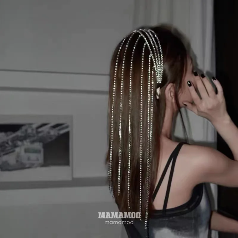 Fashion 4 Layers Diamond Headband With Long Tassels Newest Girl