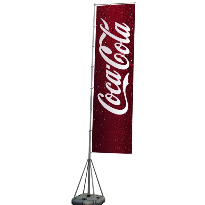 Custom Rectangle Flag 5m Watered Base Flagpole Oriflamme Beach Flag Banner with Stand and Telescopic Flagpole for Advertising