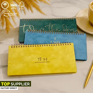 Free Sample Custom Logo PU Leather 54 Weeks Spiral Binding Premium Gift Office Promotion Landscape Design Planner Weekly Planner