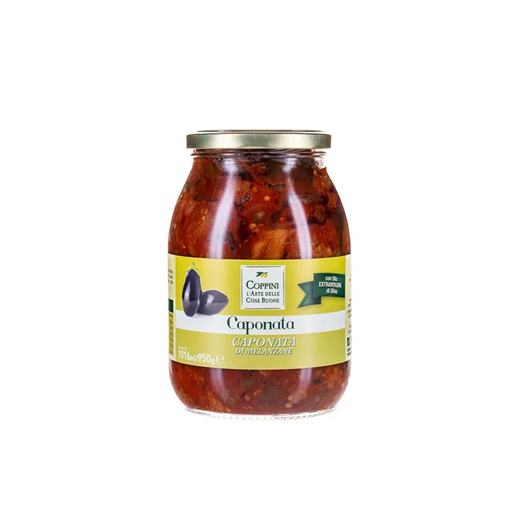 Coppini 950Gr Eggplant Caponata Mason Jar Canned Vegetables With Capers Olives Tomato And Sicily Aubergines Canned Food