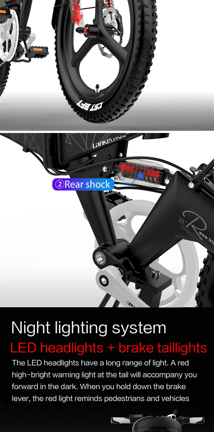 USA stock lankeleisi G650 folding electric bike adult 400W foldable e bike electric bicycle mountain ebike