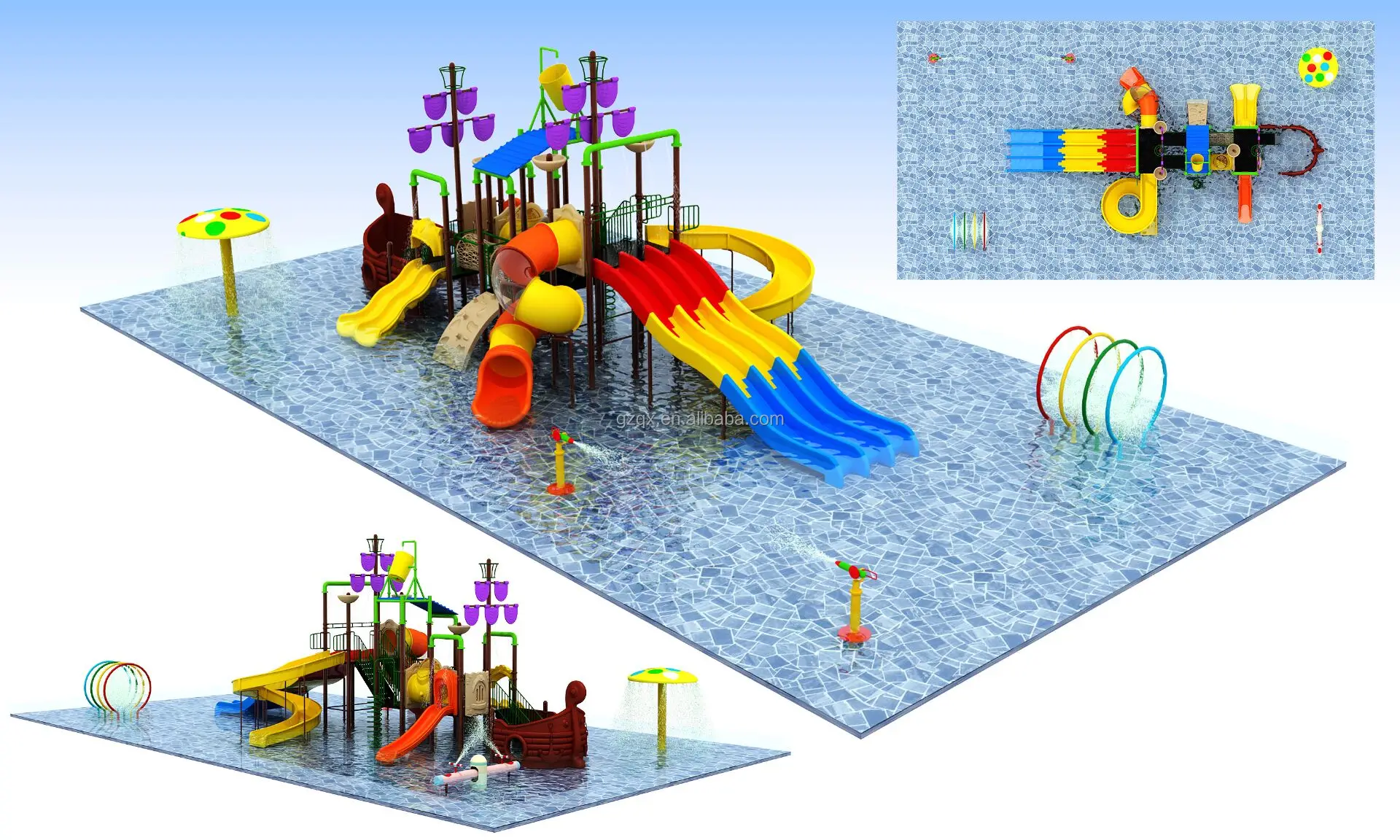 Big Ocean Style Park Structures Playground Equipment Water Park ...