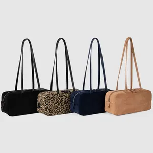 Custom Guangzhou Fashion Trending Suede Bolsos De Mujer Women'S Zipper Shoulder Bag Boston Bags for Women