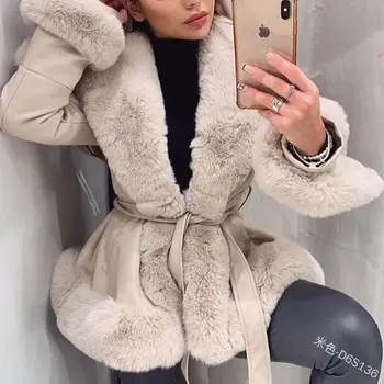 wholesale in stock new Wrap faux suede jacket fur parka for women Furry waist warm jacket trench coat 2022 Oversized jacket