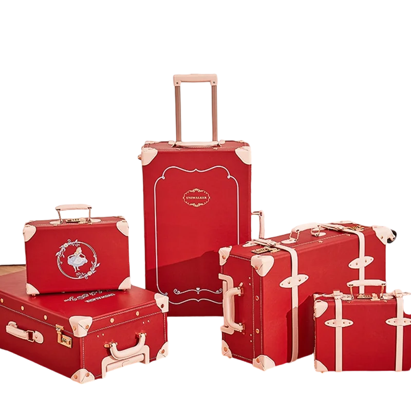 Bride and Groom Wedding Dowry Suitcase Retro Trolley case Password Luggage  Bride Dowry case Red Suitcase