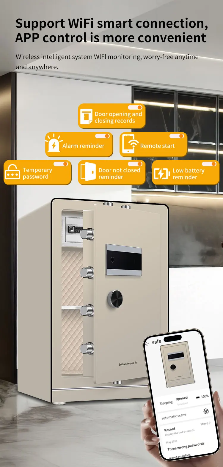 CEQSAFE Smart Security Home Anti-Theft Book Safe with TUYA APP Biometric Fingerprint Digital Code Safe Box supplier