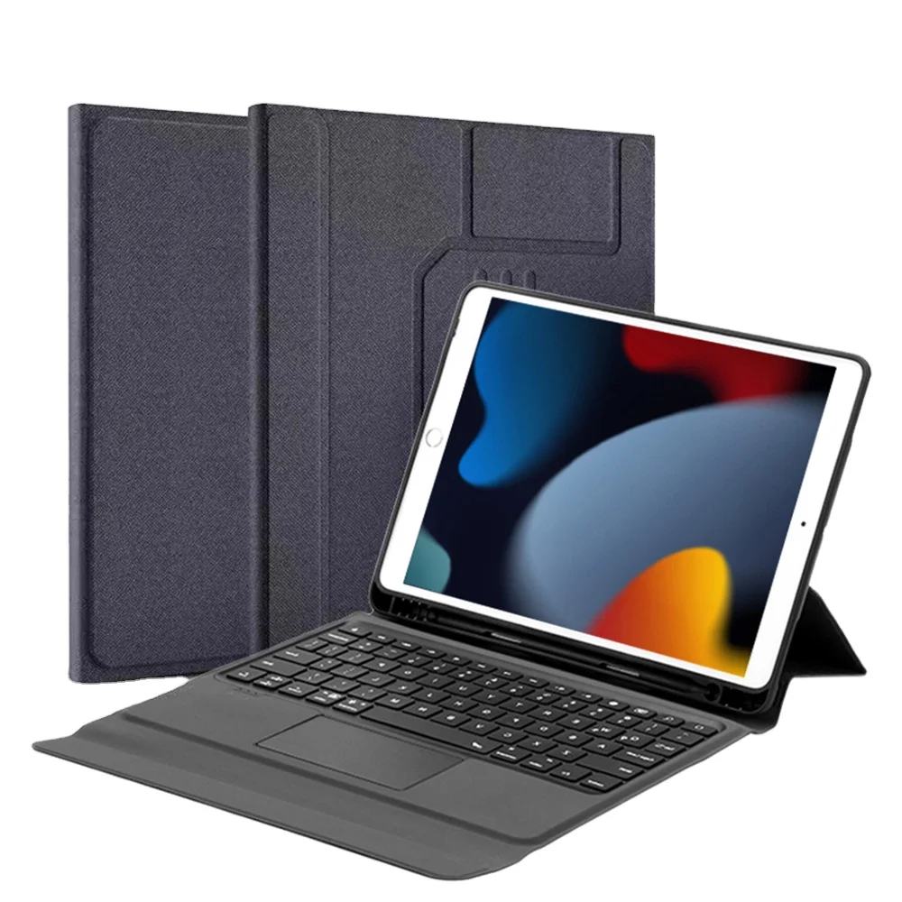 Wireless keyboard leather shock proof  case for  ipad 10th generation pro 12.9 1110.9 10.2  with holder 3-layer protective case