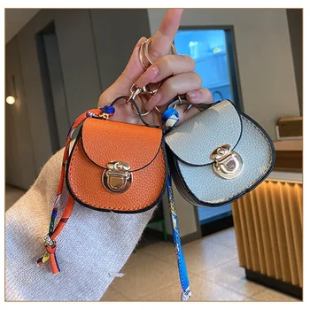 Best-Selling Versatile Small Saddle Leather Keychain Portable Multi-Functional Coin Purse Pendant High Visibility Keychain Loop