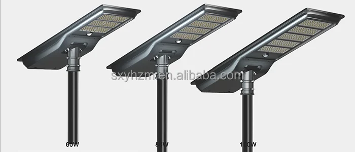 Yahua Patented Black Solar Powered LED Street Light Intelligent Control 60w 80w 100w Energy Saving Street Light 0
