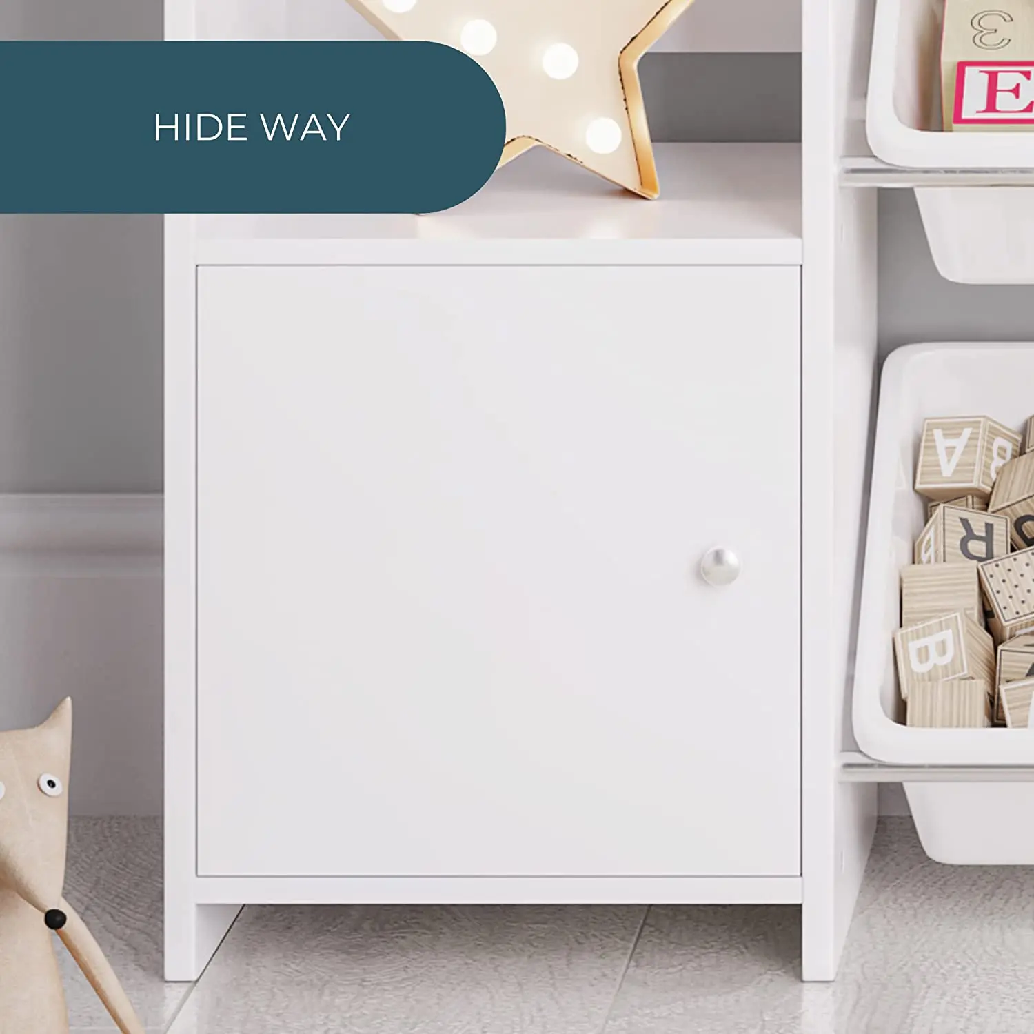 White Kids Toy Storage Box Rack Organizer With Kids Toy Shelf And Gray