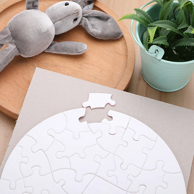 Hot Sale Custom Round Shape 20*20cm DIY Sublimation Blank Puzzle Jigsaw Puzzle For Promotion Gift cardio