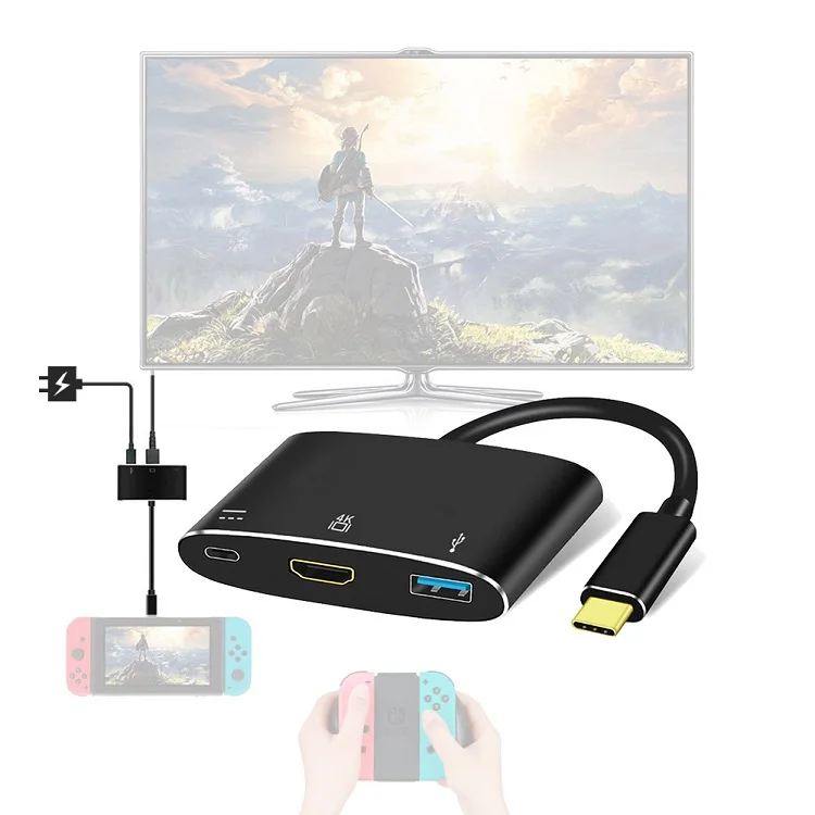 
 High Speed 3 in 1 USB Type C Hub 3 in 1 to 4K USB3.0 PD Fast Charging Hub for Macbook and Type C Windows Laptop  