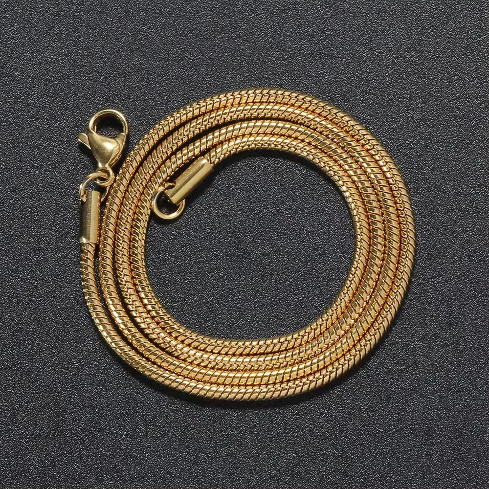 Gold Round Snake Chain Stainless Steel 18K Plated