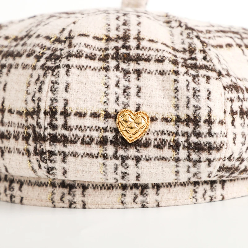 Wholesale Winter Women Fashion Artist Painter Newsboy Hat Plaid Beret Hat