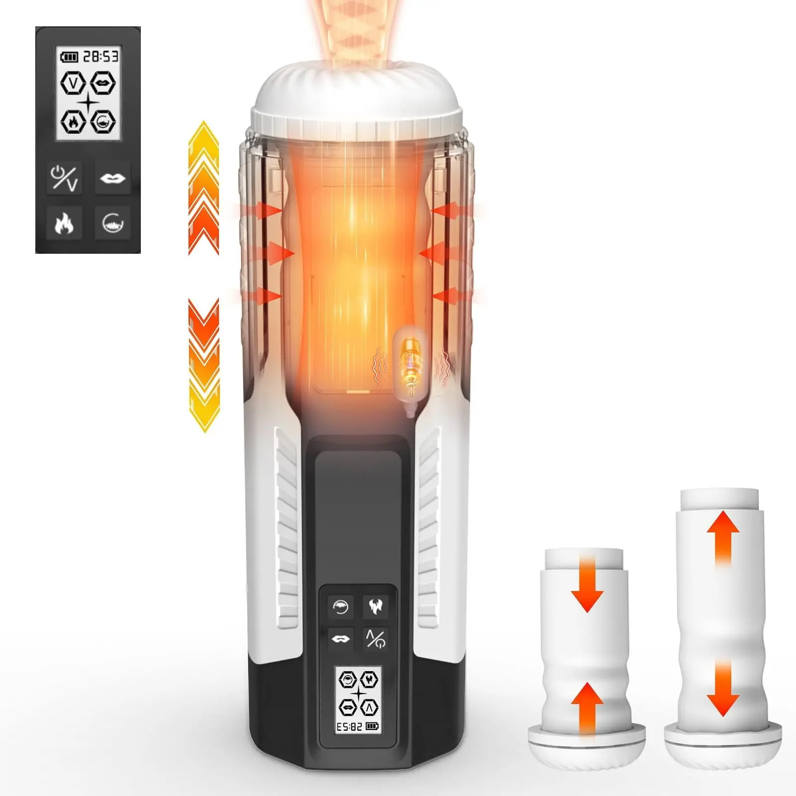 Powerful Multi-Fruit Thunder Wind Cup Male Masturbator with Gentle Sucking Super Vibraition Heating & LCD Features