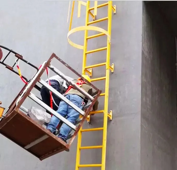 FRP Industrial Walking Ladder With Safety Cage Frp Ladder Frp Cage Ladder for Electric Power Plant