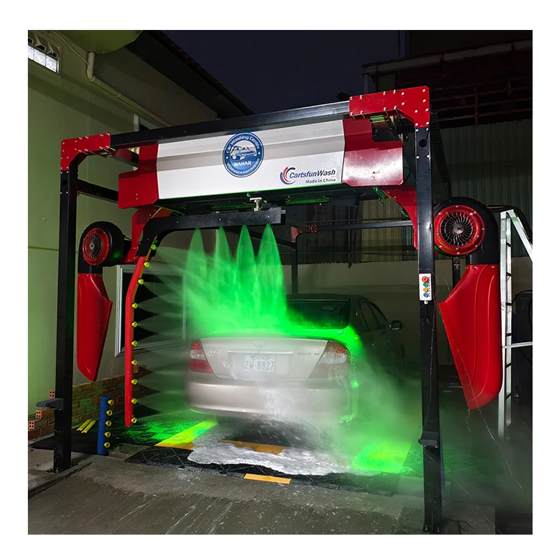 2025 Factory Price Car Wash 360 Touchless Washing System Fully Mobile Cart Car Wash Equipment with 6 Dryers