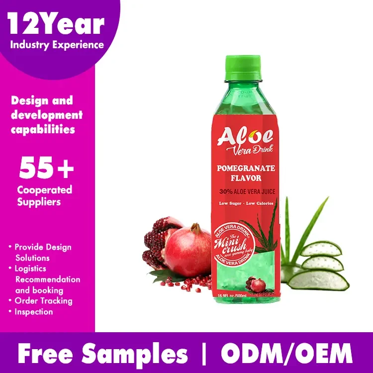Tropical Fruit Drink Flavored Aloe Vera Puree Low Fat Healthy Drink 500ml  Bottle Natural Aloe Pulp Beverage Daily Refreshment
