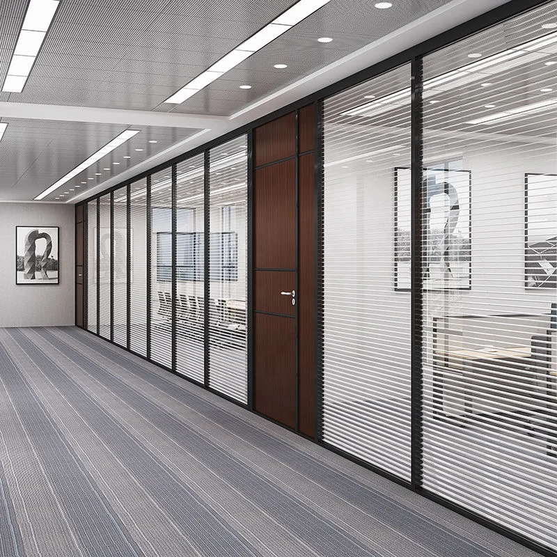 Portable Framed Fixed Glass Partition Door Office Partition Wall Cubicle for Commerical Building Glass Wall