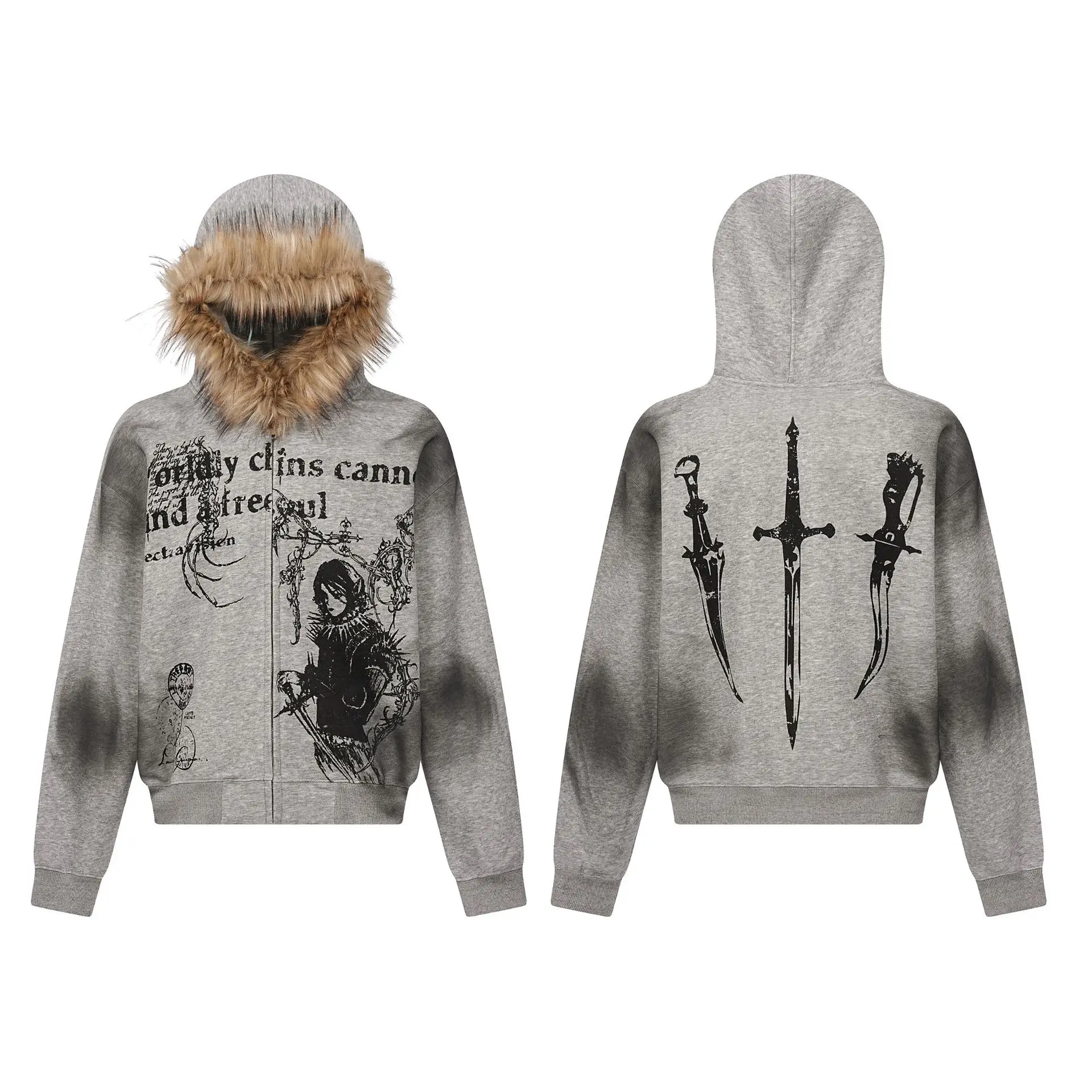 <doublet>ZIP UP FUR YARN CARDIG doublet>ZIP UP FUR YARN CARDIG Double High Collar Cable