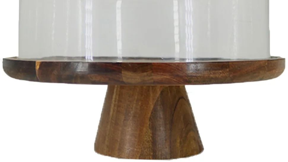 Wood Cake Stand With Dome Lid Multifunctional Serving Platter And