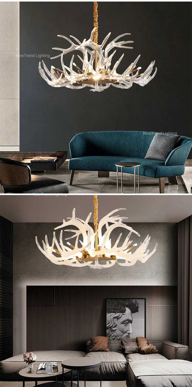 cpl 214 modern design indoor decoration custom hotel villa club gallery home dining living room metal acrylic antler branch chandelier-5