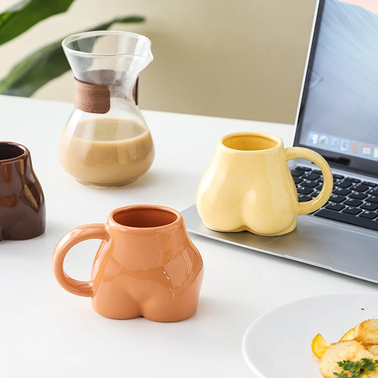 Wholesale Ceramic Booty Mug Nordic Butt Coffee & Tea Mug Funny Woman Bum  Aesthetic Decor Party Food Contact Safe