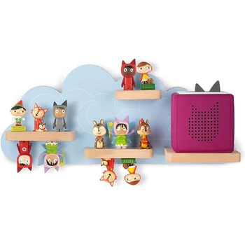 Customized Children Room Wall Decoration Wall-Mounted Cloud Wooden Tonies Storage Magnetic Strips Shelf