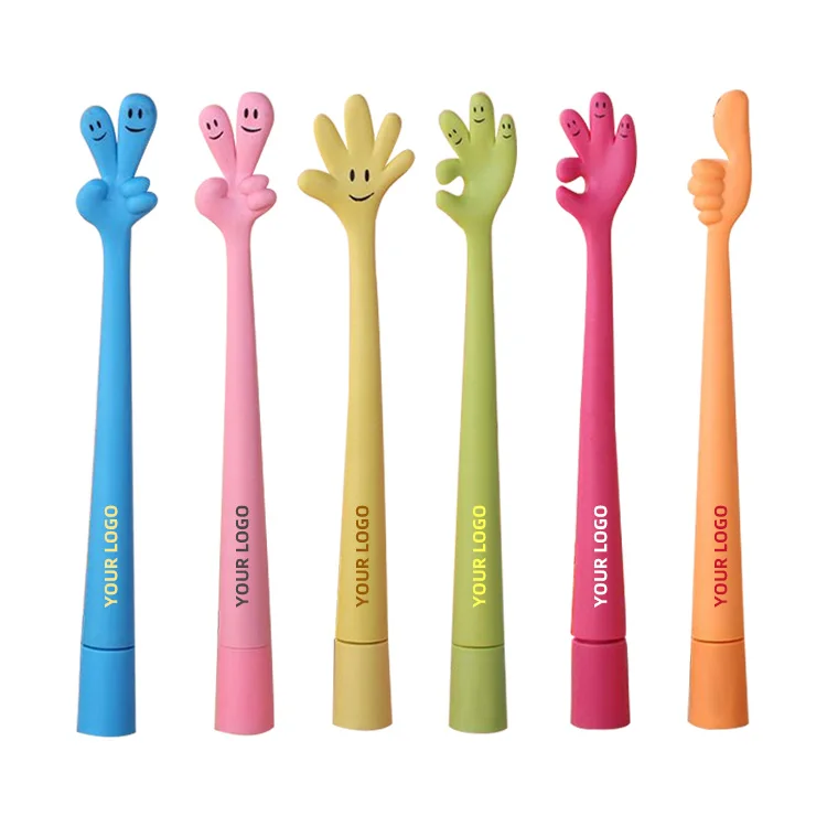 Creative Stationery Student Supplies Cute Cartoon Bending Color Gesture Pen Advertising Ballpoint Pen Printing Logo