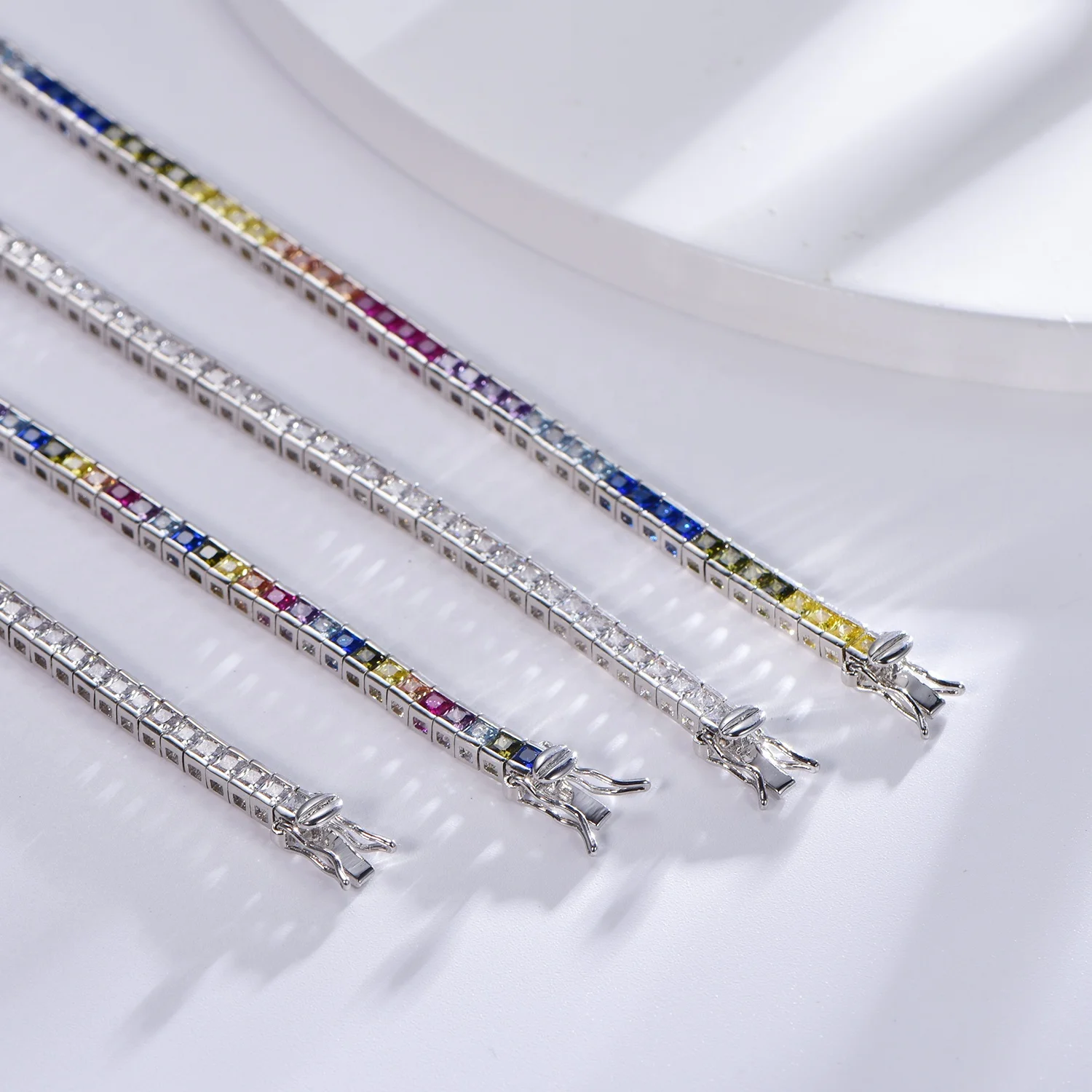 Bracciale rainbow sapphire tennis bracelet 925 silver white gold tennis chain lab diamond tennis bracelet